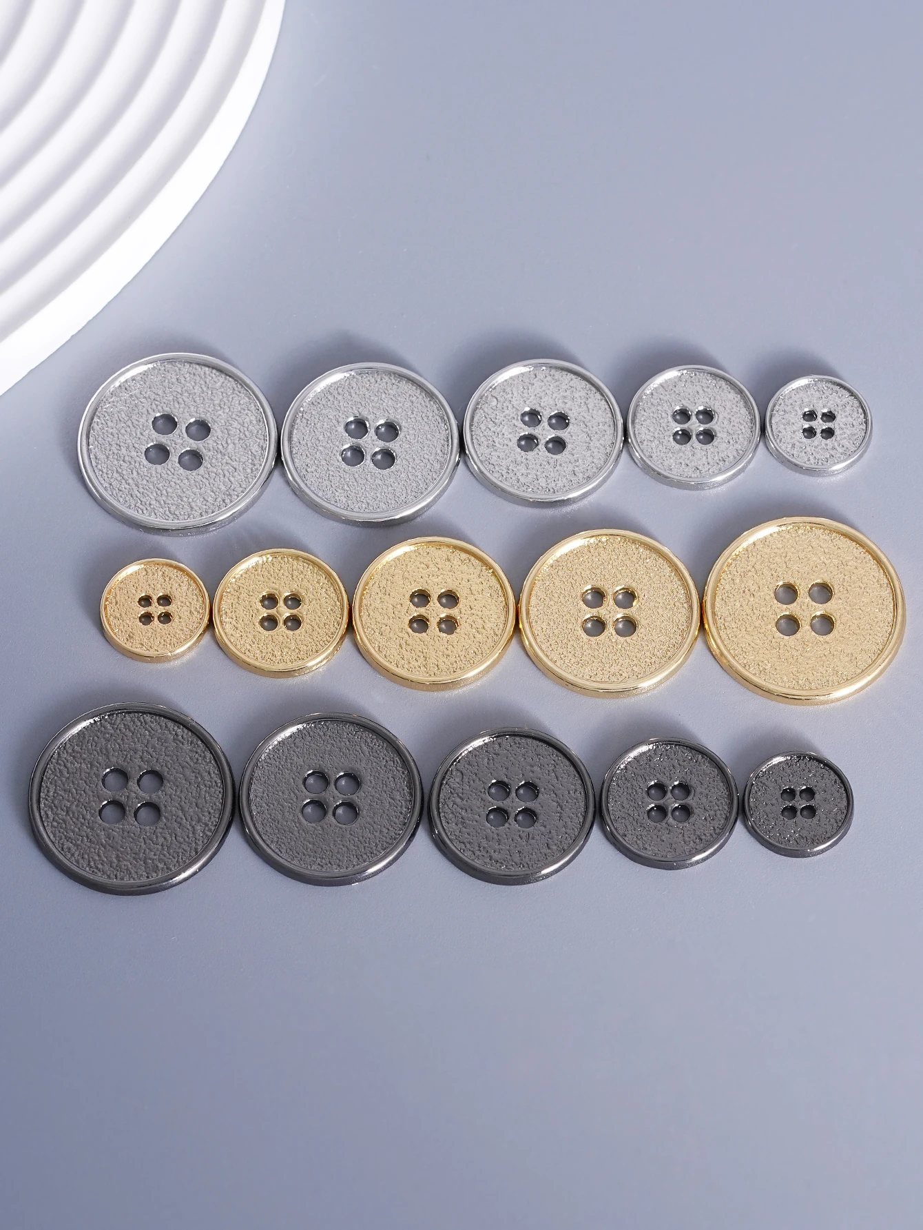 

20pcs Simple round Metal Four-Eyed Buttons Suitable for DIY Fashion Accessories Such as Coats Shirts And More