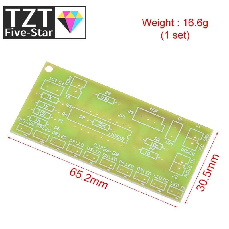 TZT 1/3 Stück Lustiger 10-Stufen-Audiopegel-Anzeiger LM3915 DIY-Kit Elektronische Audio-Anzeigesuite – Detail 3