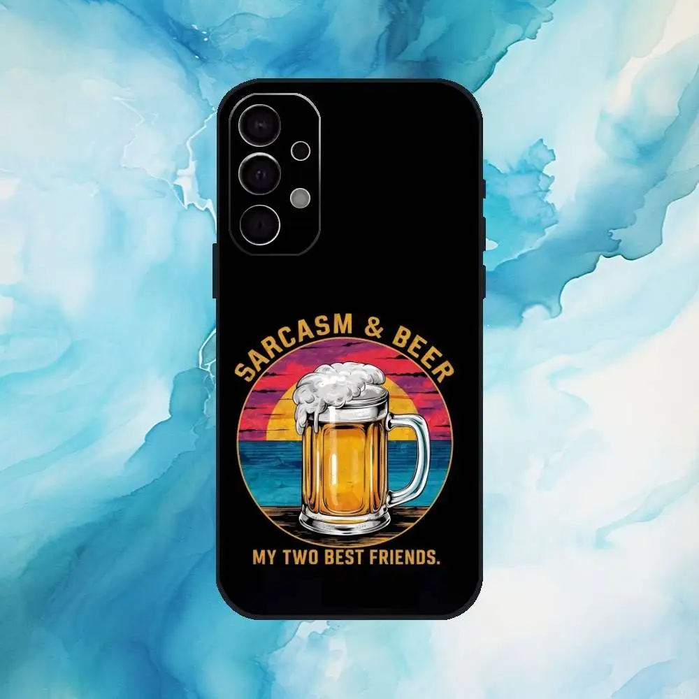 حافظة هاتف Beer Alcohol لهاتف سامسونج جالاكسي A73، A72، A71، A70، A53، A52، A51، غطاء أسود ناعم آخر #5