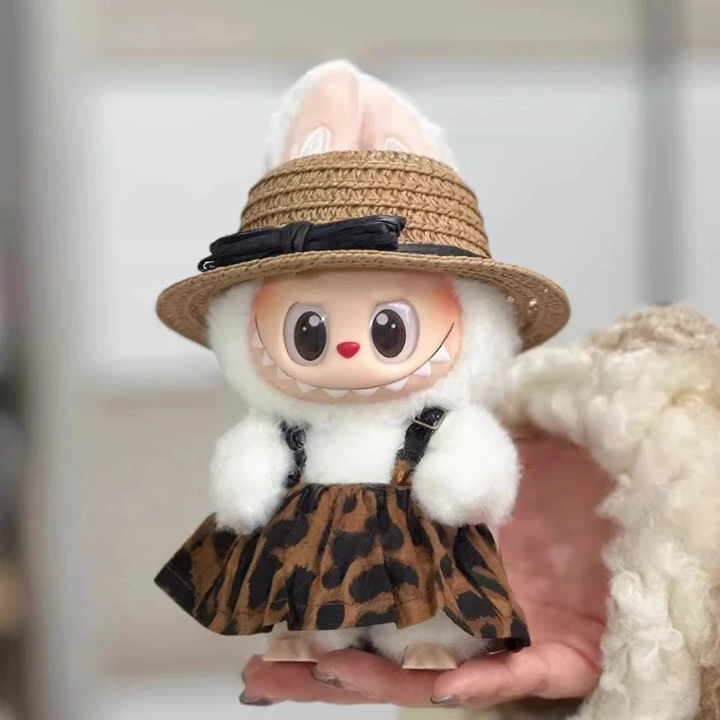 

Для кукол Labubu, игрушки-пузырьки третьего поколения, юбка с леопардовым принтом, шляпа, сменная шляпа с травой, аксессуары для кукол