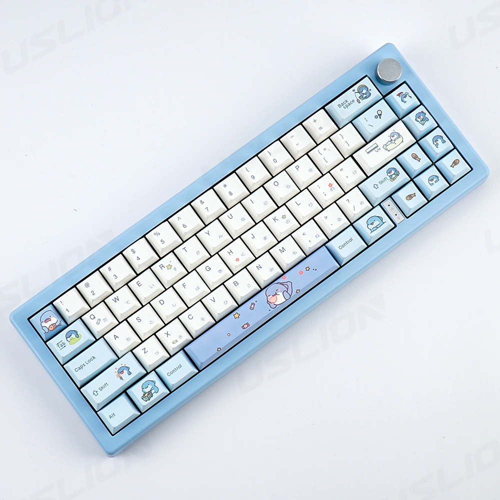 Imagem -03 - Caps de Teclas Personalizadas para Teclado Mecânico 131 Teclas Japonês Inglês Coreano Tema Bonito do Tubarão Perfil Cereja Pbt