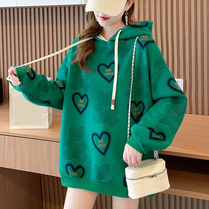 Women Cartoon Printed Hoodies Autumn Winter Korean Fashion Tops Female Casual Loose Pullovers Long Sleeve Hooded Sweatshirts