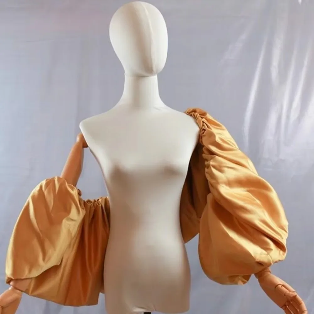 DIY 110cm Dress Gloves Shawl Ruffles Exaggerated Hand Sleeves Satin Handmade Prom Dress Gloves Wedding Bridal Prom