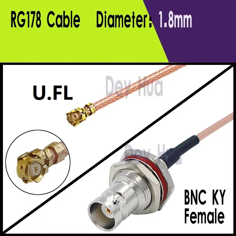 5pcs BNC KY Female To U.FL UFL MHF1 MHF4 To BNC KY Female Male RF coaxial UFL RG178 1.13 0.81 RF