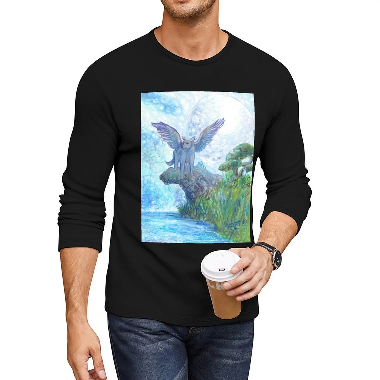 

Winged Wolf Long T-Shirt Blouse custom t shirts design your own sweat shirt funny t shirts slim fit t shirts for men