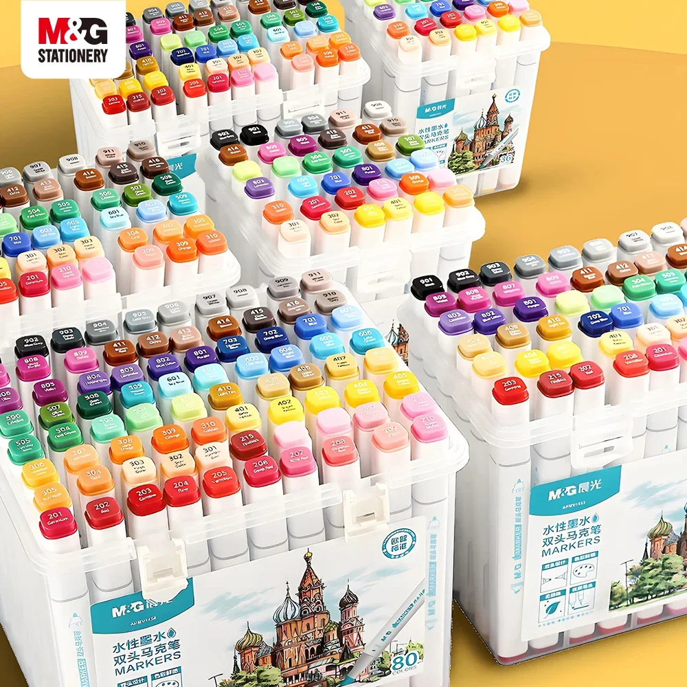 M&G 80 Colors Water-Based Wash-Off Markers for Kids Elementary School Art Supplies Dual Tip Markers for Drawing