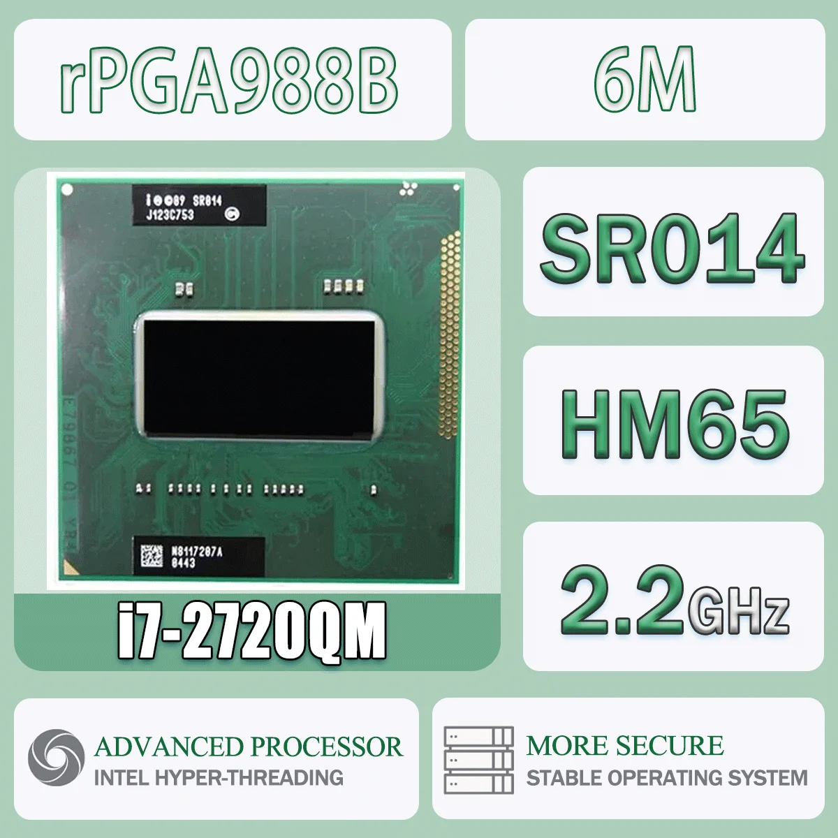 Intel Core I7-2720QM 2,2 GHz 6M I7 2720QM ordenador CPU procesador servidor Socket G2/RPGA988B compatible con HM65 SR014
