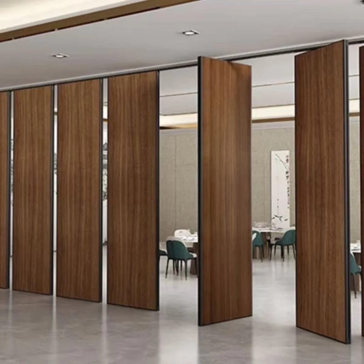 Automatic Foldable Partition Wall Wooden Movable Partition Panels Aluminum Wall Door For Hotel Auditorium Interior Decoration