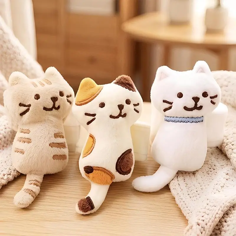 Kitten plush bag pendant keychain cartoon plush doll bag charm soft animal stuffed toy girl student gift