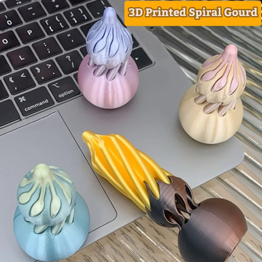 Lucky Gourd 3D Printed Spiral Toys Stress Relief Impossible Pyramid Passthrough Sculpture Passthrough Pyramid Toy Home Decor