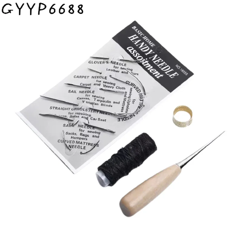 Professional Leather Craft Sewing Kit Tools Waxed Thread Stitching Hole Punch Carving Work Awl Needles For DIY Accessories Set