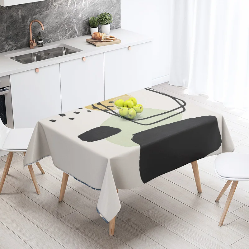 مجردة هندسية مفرش المائدة مقاوم للماء مقاومة للبقع الطرف الديكور مطعم مقهى طاولة طعام مفارش المائدة 140X200cm