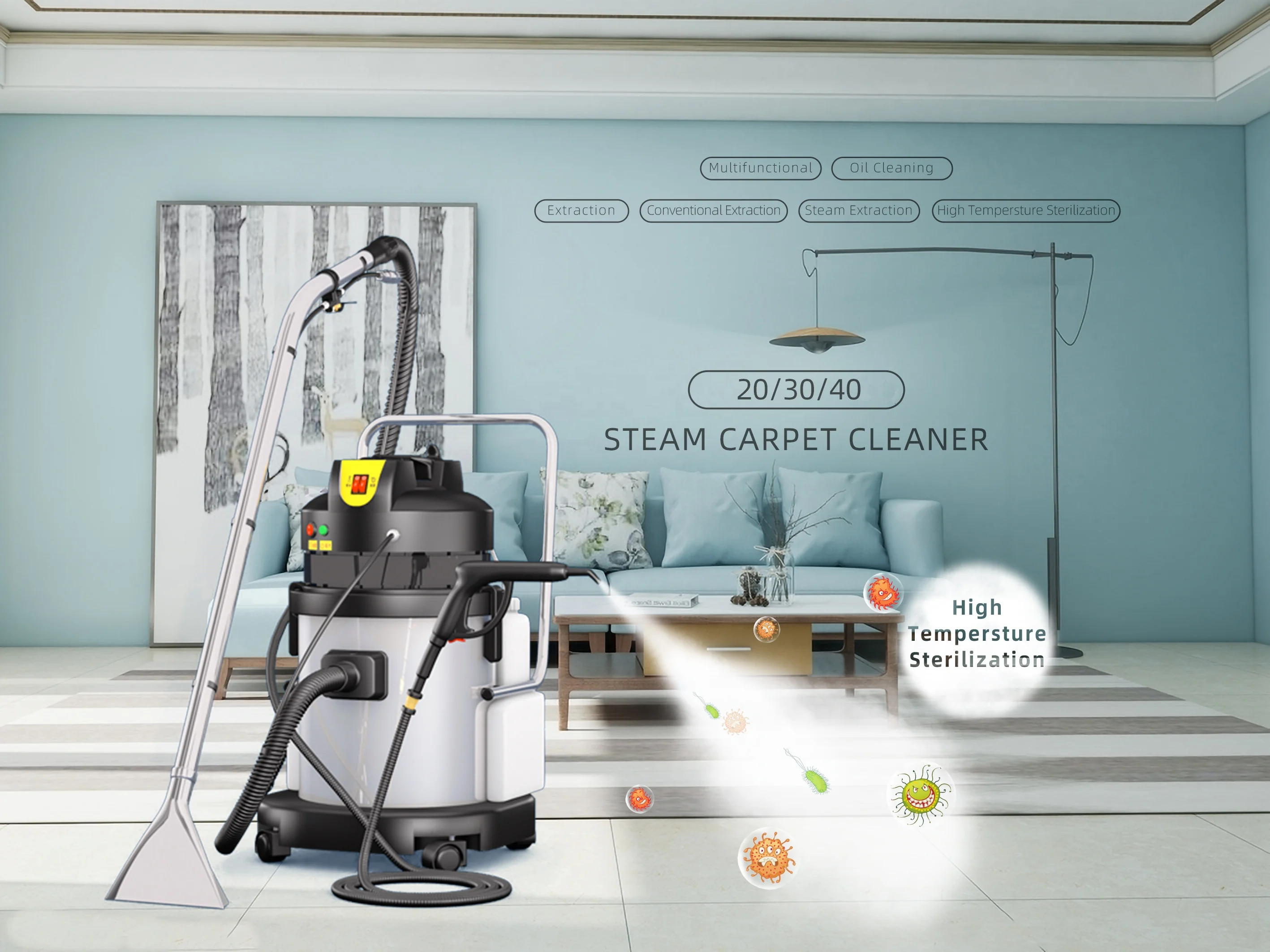 2021 the latest development 20L/30L/40L steam cleaning machineJH-20ST/JH-30ST/JH-40ST Steam Carpet Cleaner