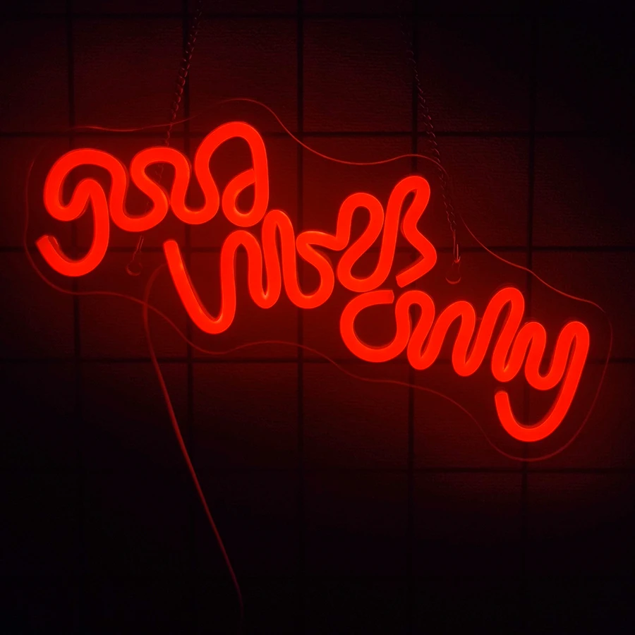 Good Vibes Only Led Neon Sign. Red Letter Icon Wall Decor, Used For Bedroom, Office, Bar, Club Wall Lamp, Birthday Party Gift.