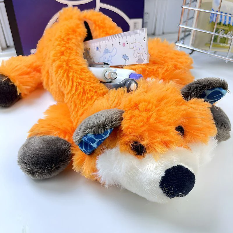 Cute Plush Animal Fox Pencil Bags Creative Stationery Storage Bag Kids Great Gift