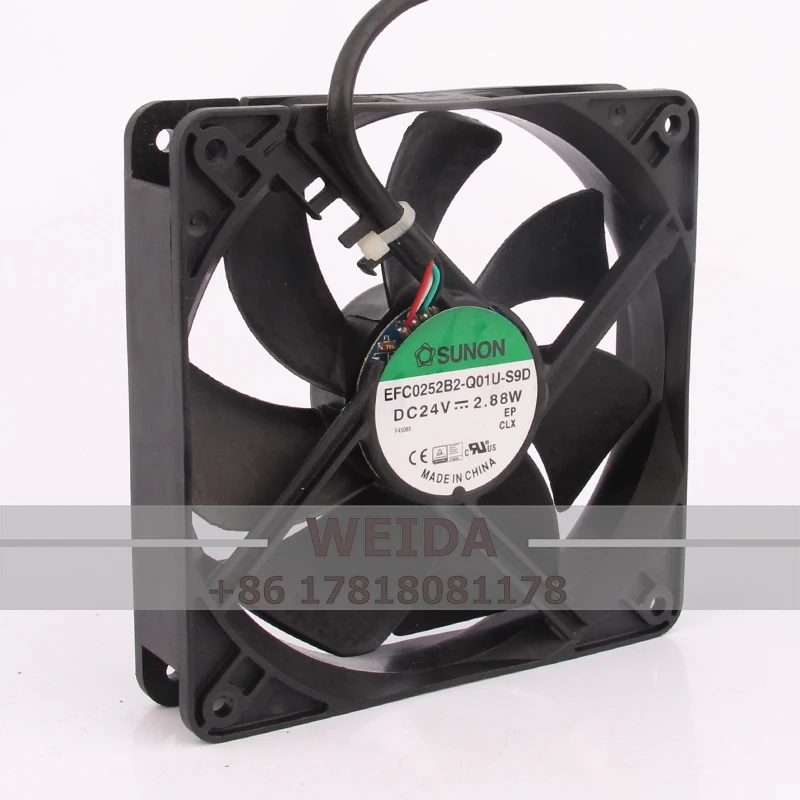 Efc0252b2-q01u-s9d ventilador de refrigeração, para sunon 12v, 48v, dc24v, 2.88w120x120x25mm, 12025, 12cm, 4 fios, temperatura controlada, centrífuga