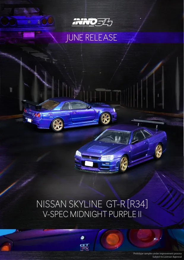 INNO 1:64 NISSAN SKYLINE GT-R R34 Collect die-casting alloy car model ornaments