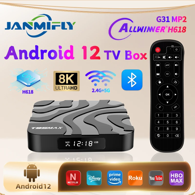 T95 MAX TV Box Allwinner H618 Android 12 Set Top Box 2.4G&5G Wifi 8K BT4.0 HDR 10 Media Player Ram 64G 32G 16G 8G