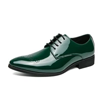 New Arrivals Green Oxfords for Men Pu  Round Toe Lace-up Solid Party  Mens Dress Shoes for Men with  Size 38-48 6