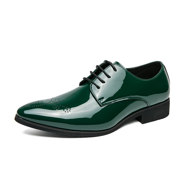 New Arrivals Green Oxfords for Men Pu  Round Toe Lace-up Solid Party  Mens Dress Shoes for Men with  Size 38-48 6