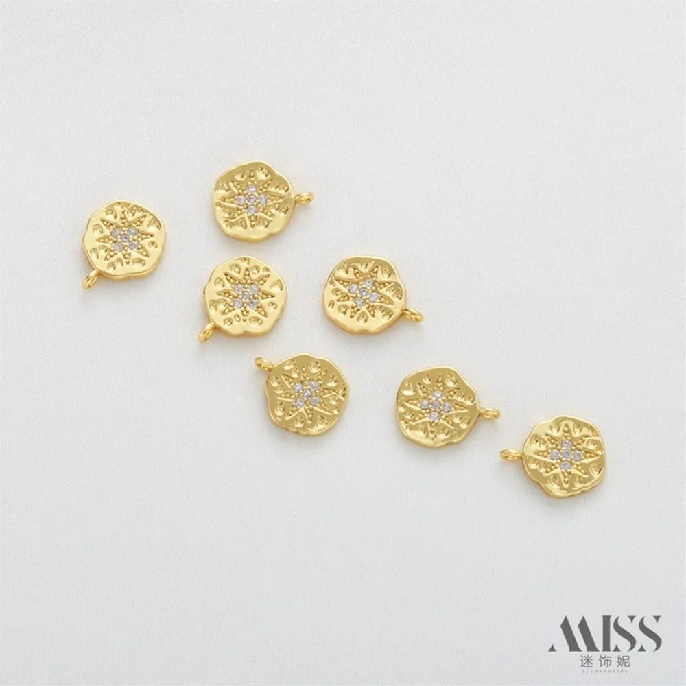 

14K Gold Bag Color Zircon, Arctic Octagram, Round Pendant, DIY Bracelet, Necklace, Pendant, Hanging Jewelry Accessories.