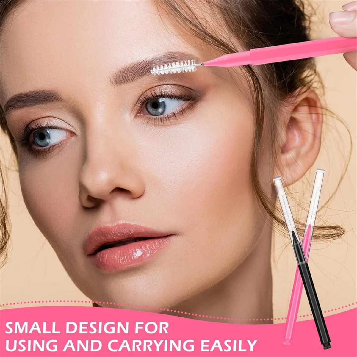 ABKM 150 Pieces Mini Eyebrow Brush with Cap Brow Lamination Brush Eyebrow Spoolie Brush Comb Eyebrow Lash Lift Tools Lash