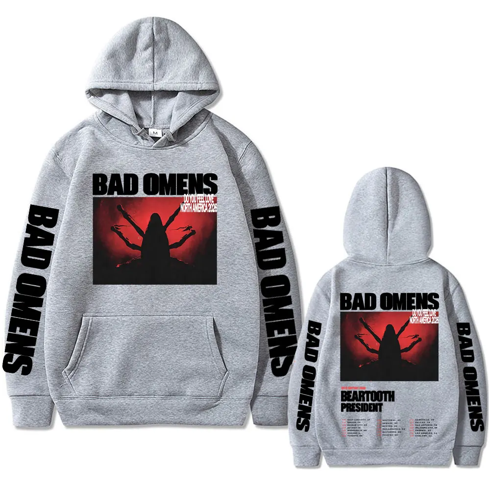 Rock Band Bad Omens Do You Feel Love Tour 2026 Hoodie Men Women Vintage Oversized Sweatshirt Male Hip Hop Gothic Punk Streetwear