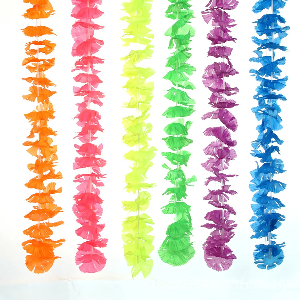 

50pcs Flower Garland Headband Hawaii Necklace Festival Garland Decorative Hair Neck Accessories Party Beach Lightweight