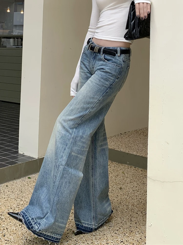 

Ripped Micro Flare Jeans 2024 New High Waist Wide Leg Loose Casual Denim Pants Female Blue Trousers Korean Fashion Y2K Vintage