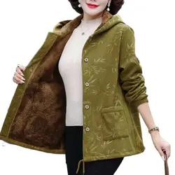 Middle-Aged Elderly Mothers Spring And Autumn Coat Short Autumn Winter Add Velvet Padded Jacket Elderly Cotton-Padded Clothes