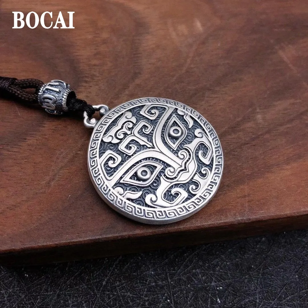 BOCAI S999 Silver Gluttonous Animal Face Domineering Retro Pixiu Men's Pendant Personalized Design Fashion Necklace Trend Gift