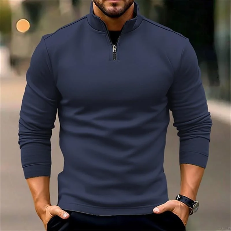 

Men's Zipper Long Sve irt Sports Top Polyester Fiber Durable Warm Mountain Climbing Hiking ex Sweatirt