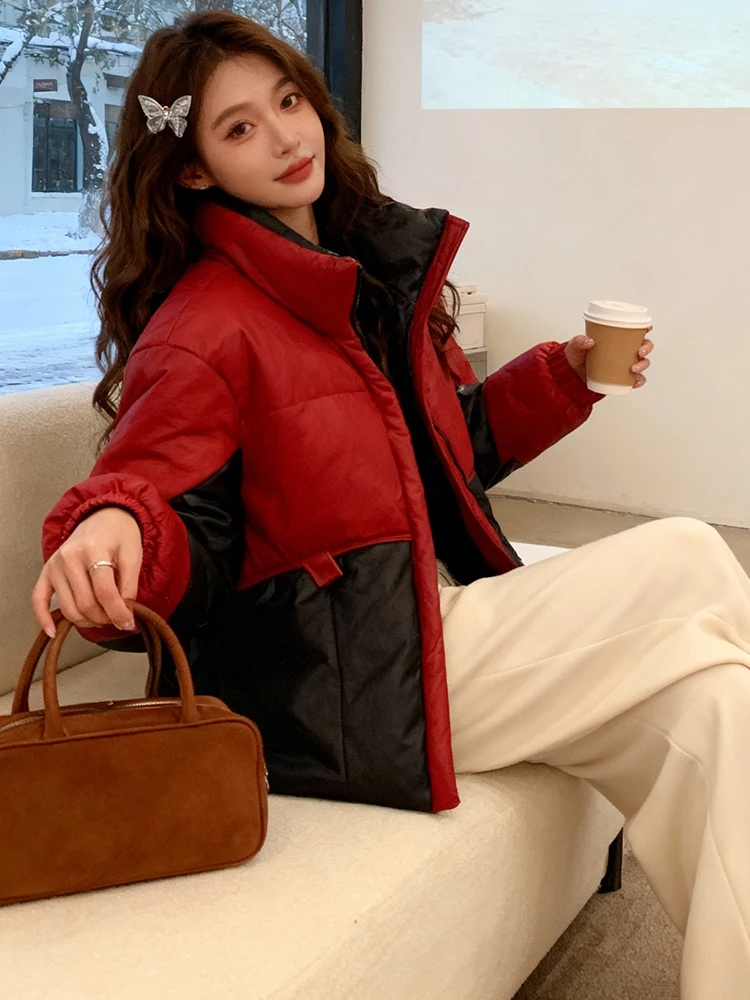 

Trendy Fce Lined Thi Warm ort Jaet Women's 2026 Winter New Sle Long Sve down Cotton Coat Korean Loose Fit