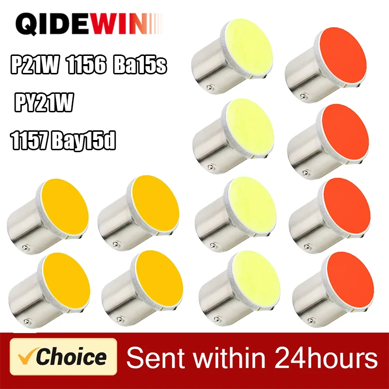 2/10pc P21W 1156 Ba15s PY21W 1157 Bay15d LED COB Bulb Turn Signal Light For Car Backup Reverse Parking Brake Lamps 12V 7000K