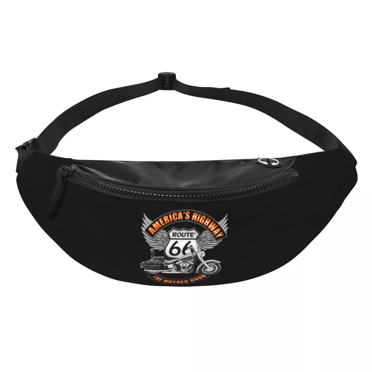 Americas Highway Route 66 Fanny Pack Men Women Custom USA Highway Crossbody Waist Bag for Cycling Camping Phone Money Pouch