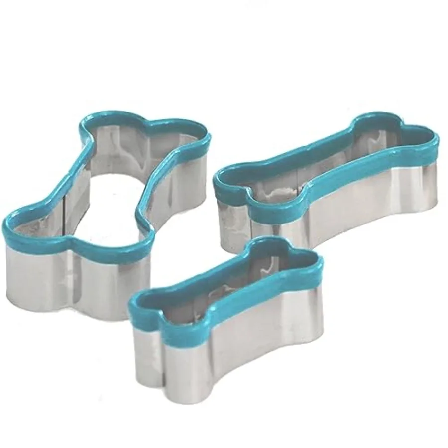 3 Piece Dog Bone Ce Cutter Set with PVC Coating for Hade Dog Treats Biscuits Fondant Pastries Sandwich Shapes Crafts