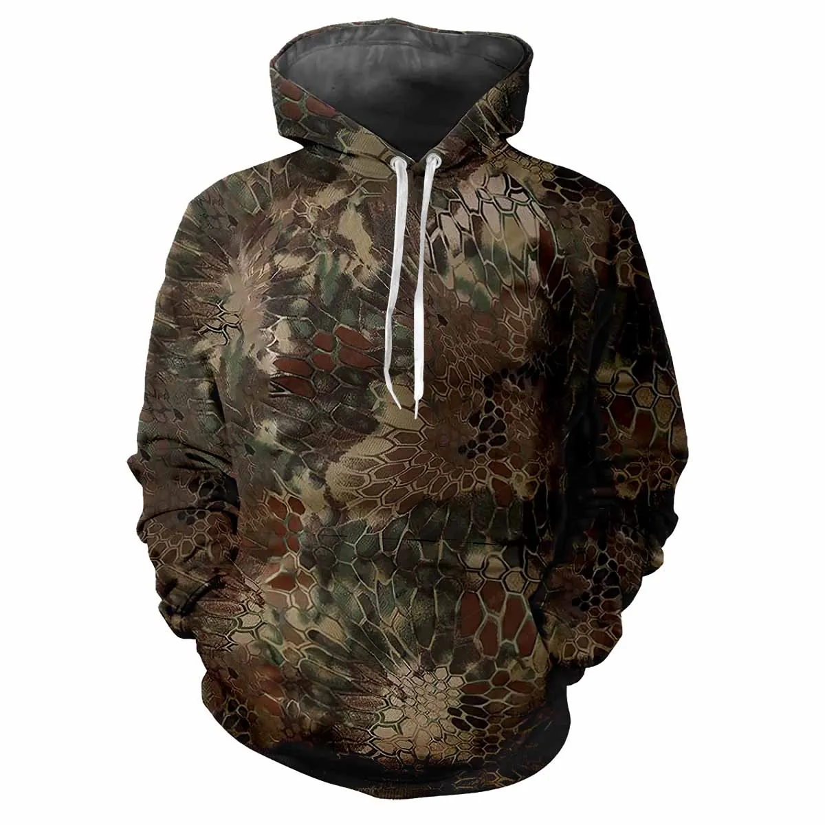 Sudadera con capucha de camuflaje del bosque para hombre, ropa informal cómoda y holgada de tendencia callejera, animales de caza al aire libre,