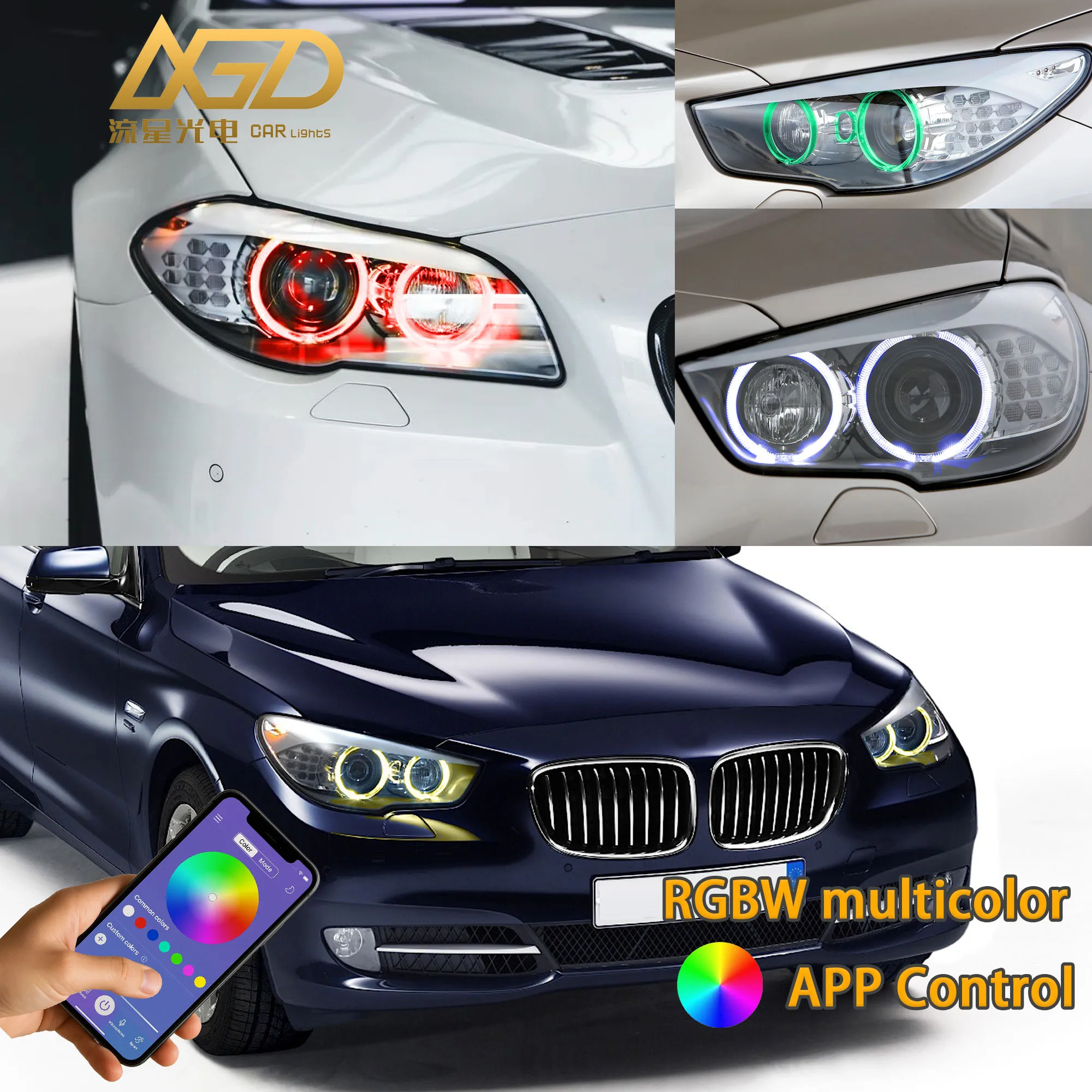 

Светодиодный модуль Angel Eye RGBW DRL 63127262731 для BMW 5 дюймов F07 GT F10 F11 F18 2011-2013, ксеноновая фара