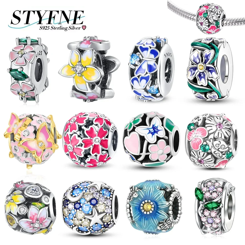 

Подвески серии цветов, серебро 925, круглые подвески в виде цветов и бабочек, подходят для оригинального браслета, подвески, сделай сам, женские ювелирные изделия, подарок