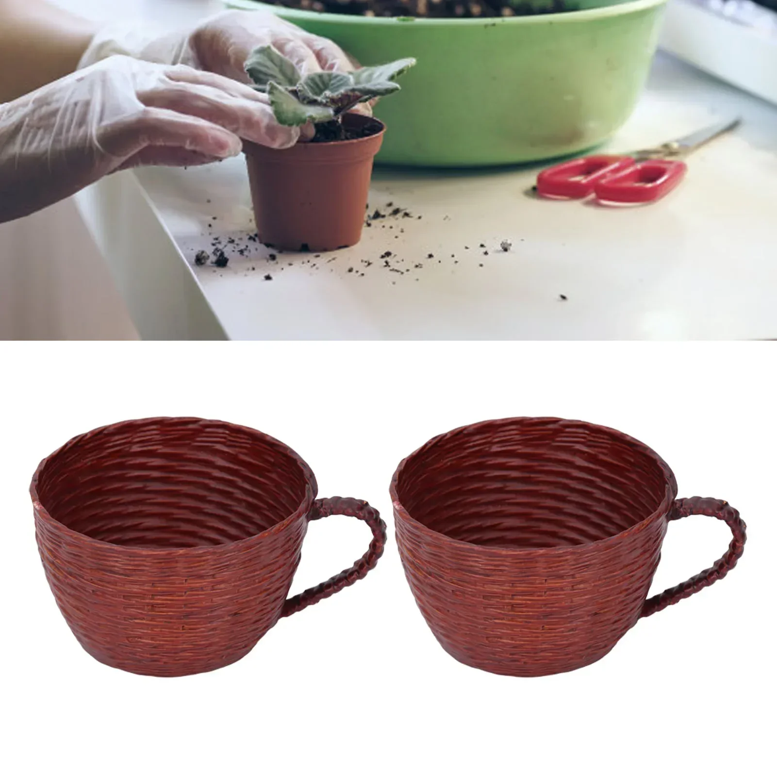 Woven Succulent Pot Cute Cup Shape Durable Multifunction Succulent Planter Pot Plant Pot For Home Balcony Indoor Office