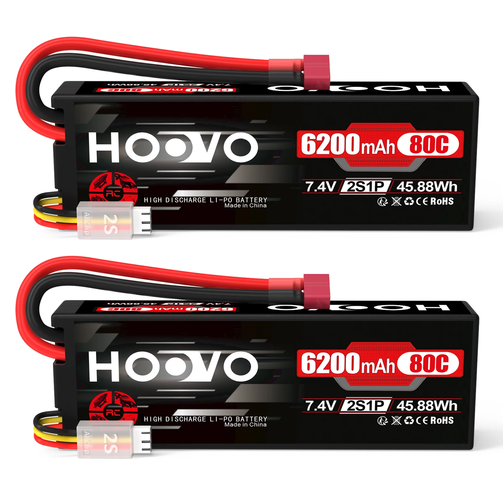HOOVO 2PCS 7,4V 6200mAh Lipo Batterie 2S 80C RC Batterie mit T Stecker Hardcase Batterie für RC Auto Flugzeug Hubschrauber Boot Buggy - AliExpress 26