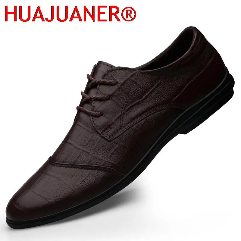 

New Genuine Leather Men's Shoes Spring Autumn Daily Casual Lace-up Cowhide Mens Oxford Business Office Shoes Men Evening Dresses