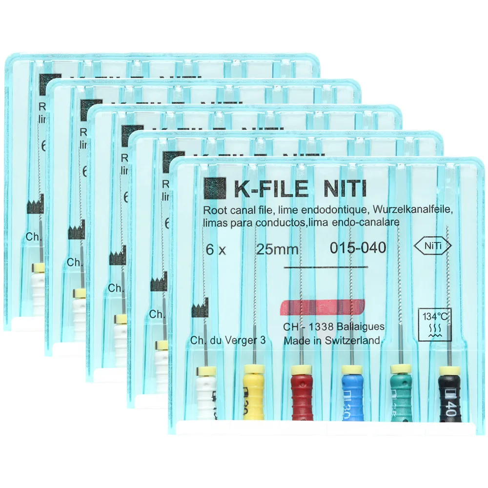 5 Packs Dental K-FILE NiTi Flexible 21/25/31mm Endo Root Canal K Files Hand Use Endodontic Nickel Titanium Dentistry Supplies