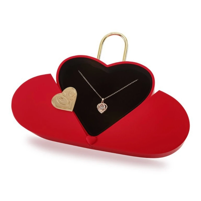 Double Opening Heart Box Display Case for Earrings Rings Bracelets Necklaces