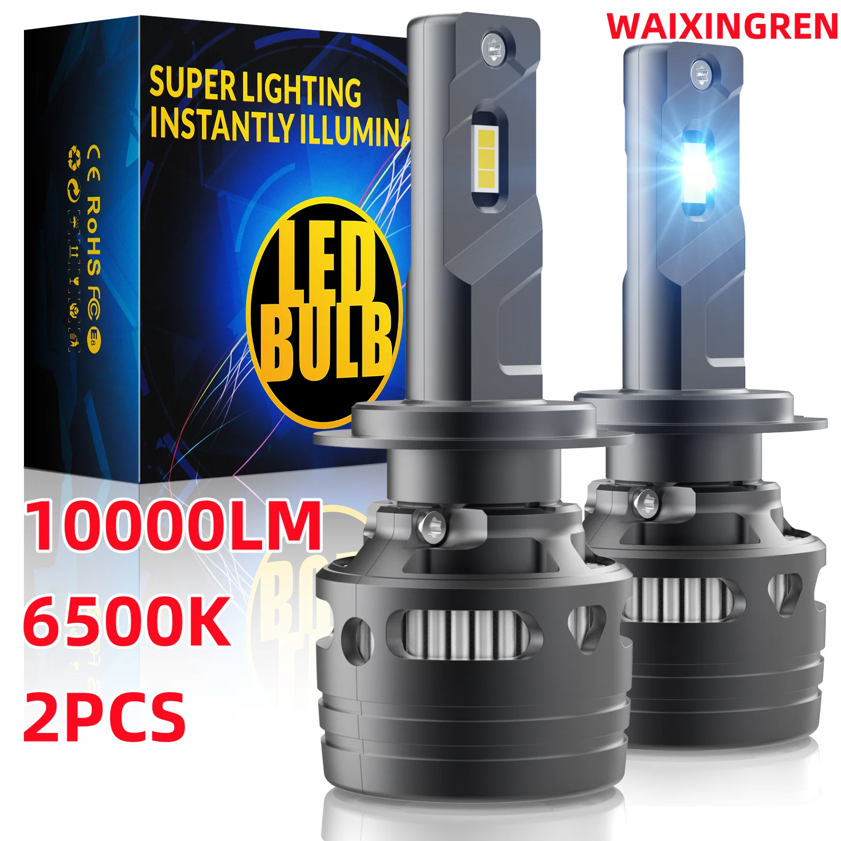 

2Pcs H7 LED Car Headlight Bulb Fog Lights 20000LM 6500K 55w Super Bright Aviation aluminum Plug & Play Turbo Auto lights