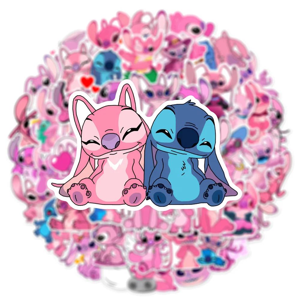 10/30/50pcs Kawaii Disney Lilo Stitch Angel Stickers Cute Pink Anime Character Sticker DIY Phone Diary Luggage Graffiti Decals image 5