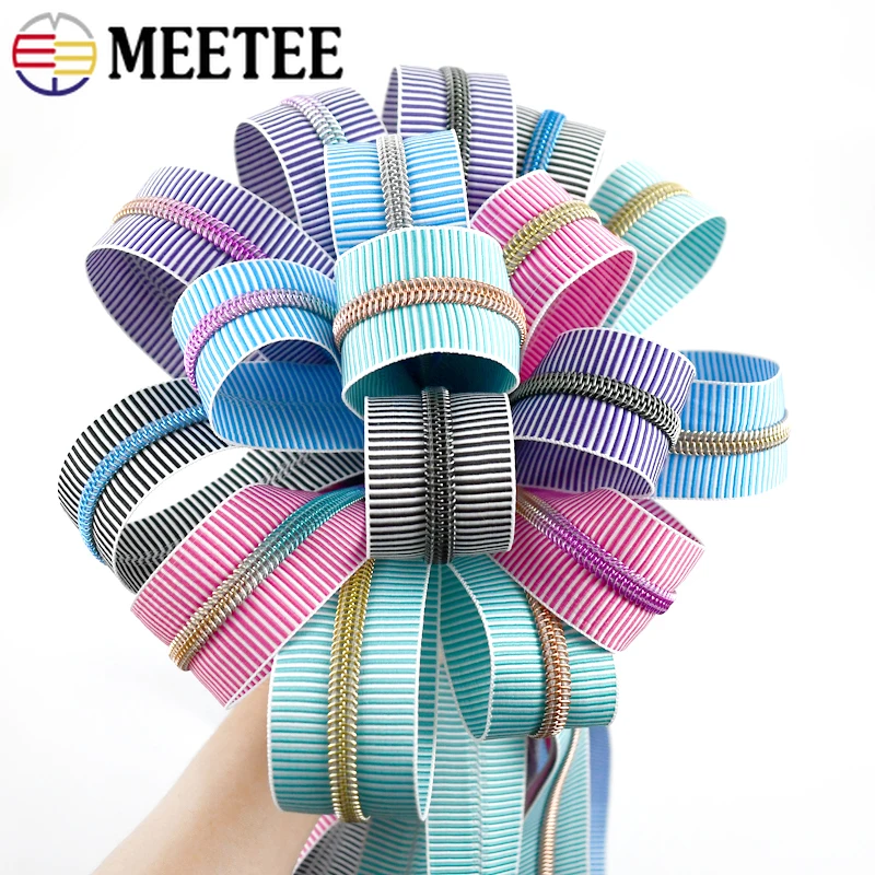 1/2/5/10M 5# Nylon Stripe Zipper Coil Zips for Sewing Bags Garment Jacket Decor Zip Tape By Meter Repair Kit DIY Accessories