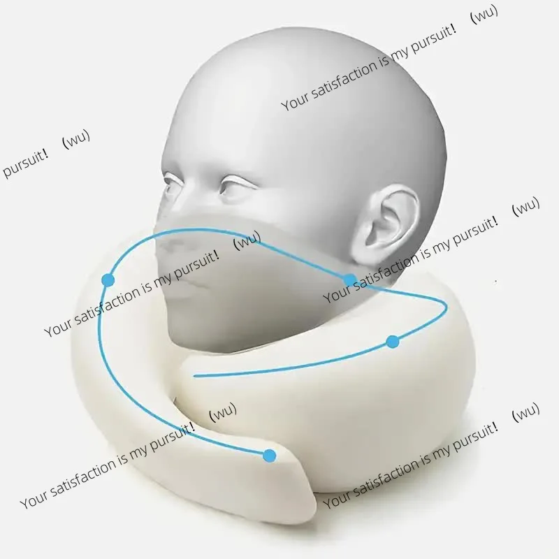 Travel memory cotton U-shaped pillow, snail model, travel neck protector, portable and adjustable, soft lunch break sleep