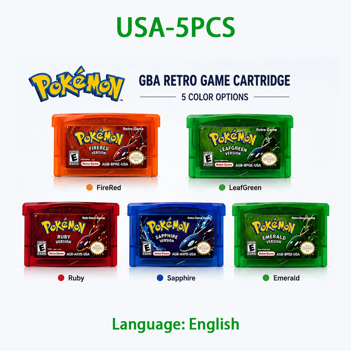 Retro Gaming Pokemon - Classic Pixel RPG Cartridge For GBA