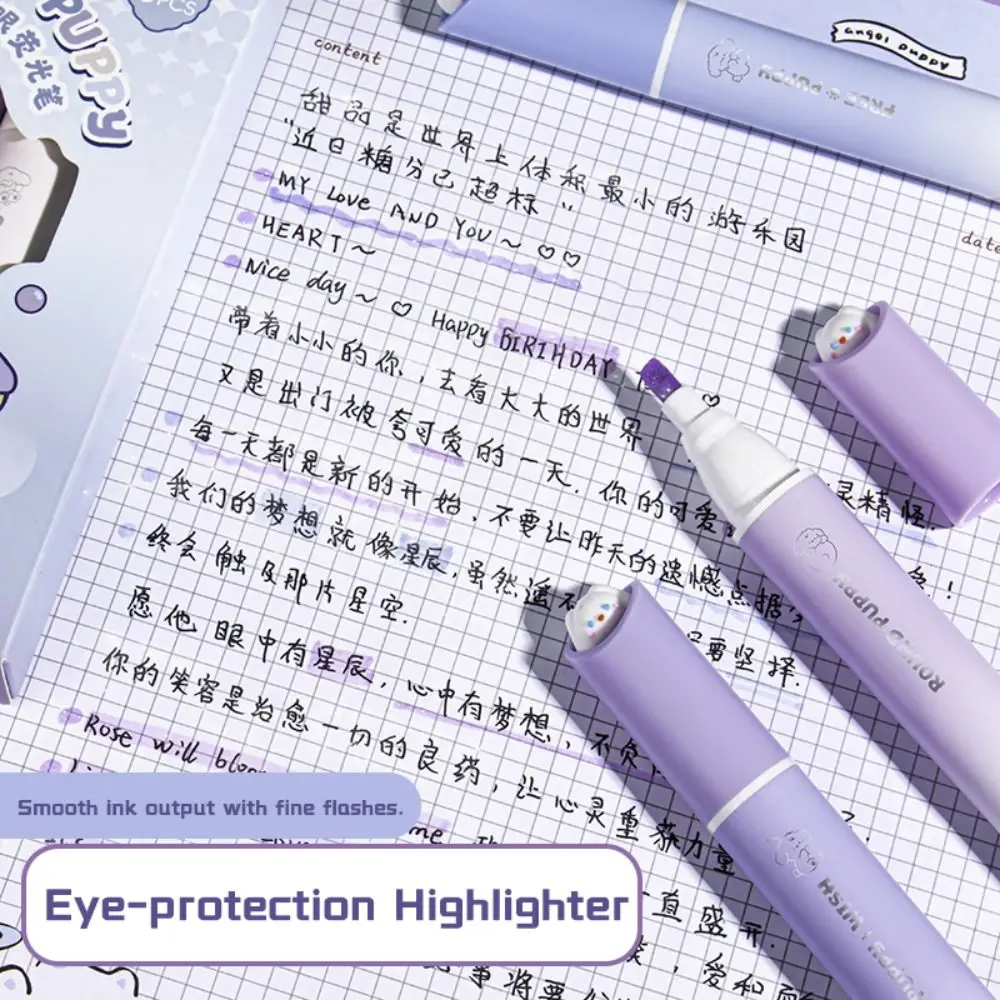 6PCS/Set Soft Color Fluorescent Pen Eye Protection Mark Key Points Art Marker Pen Large Capacity Highlighter Pen Learning Prize